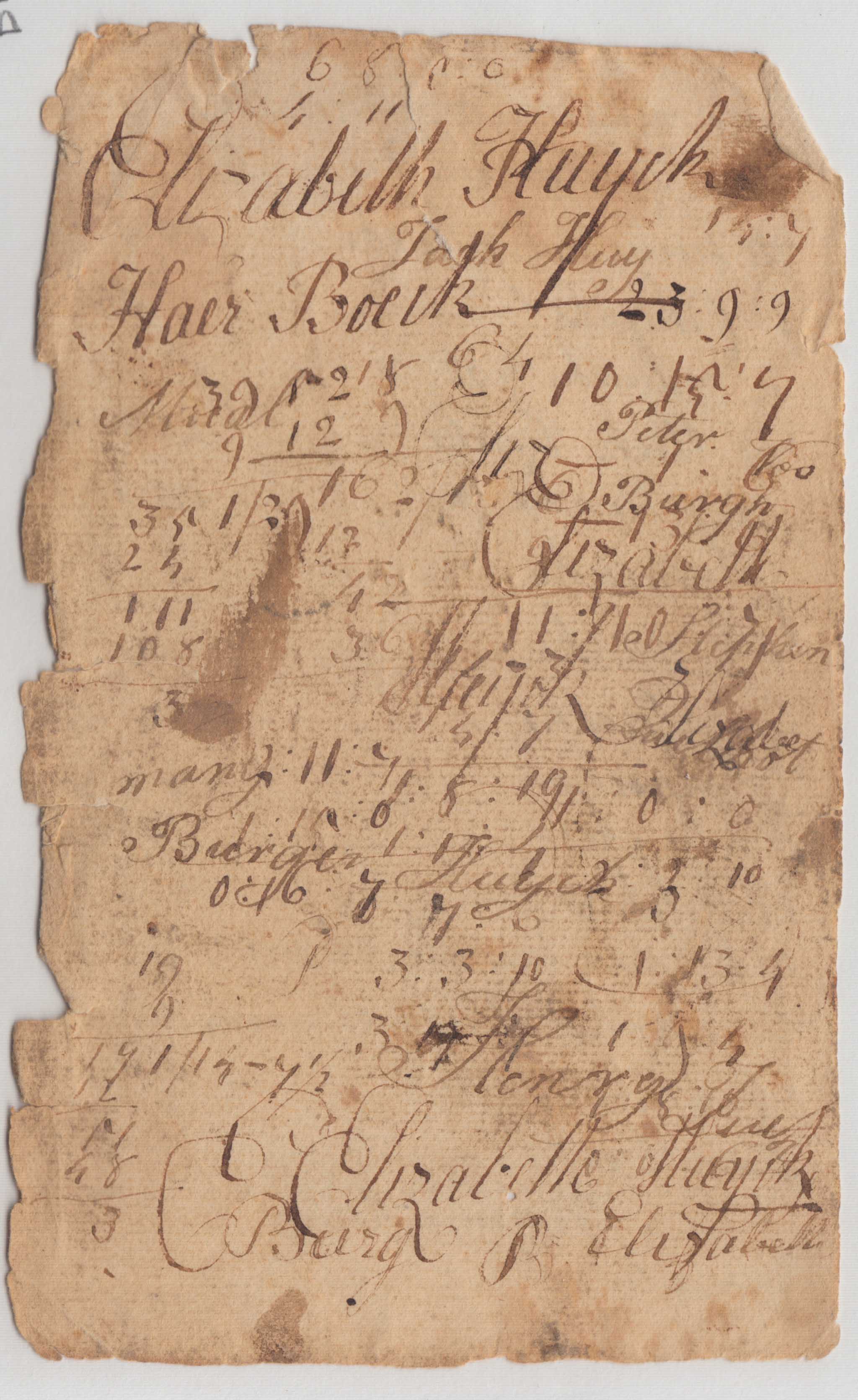 BH084, 1772(?) Note, Barn Costs Summary by Elizabeth Huyck